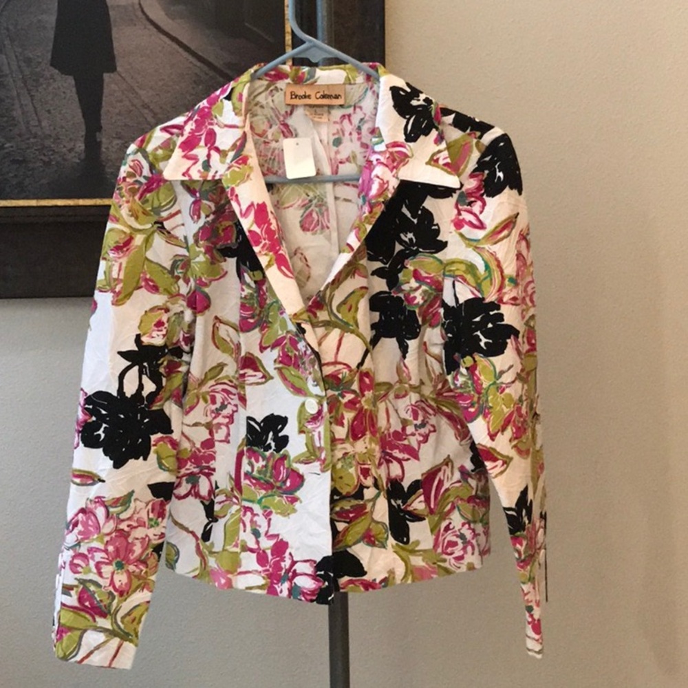 BROOKE COLEMAN SIZE LARGE FLOWER BLAZER  EUC - Picture 2 of 13